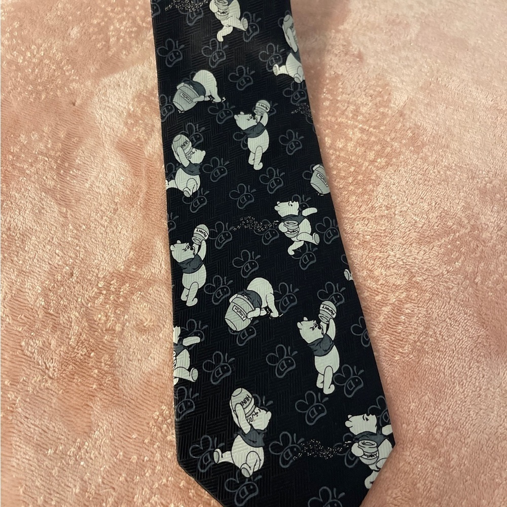 Charming Black and White Cartoon Print Men's Tie - Picture 1 of 7